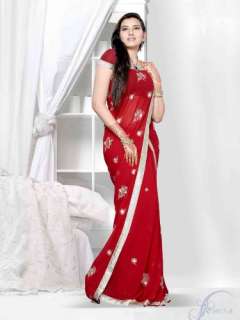 Aditi red Georgette Designer Party Wear Sari saree  