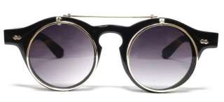   Vintage Flip Up Round Frame Steampunk Man Woman Eyeglasses Sunglasses