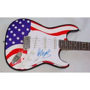  Judas Priest Rob Autographed Signed USA Flag Guitar 
