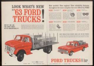 1963 red Ford pickup & flatbed truck unusual trade ad  