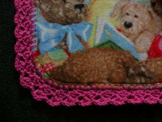 CRIB QUILT/CRIB SHEET PINK TEDDY BEAR MONTAGE  