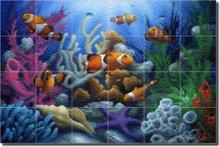 Miller Undersea Fish Art Wall Floor Glass Tile Mural  