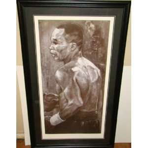 Sugar Ray Leonard SIGNED MASSIVE 51X30 FRAMED LITHO