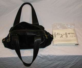 Black leather Fifty four Fossil shoulder satchel handbag  