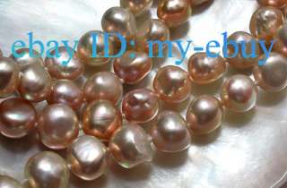 natural golden pink nugget baroque freshwater pearl necklace 14k 20