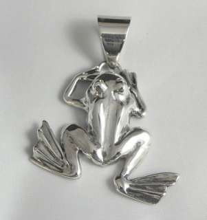 Solid Sterling Silver Frog Pendant Jewelry Handcrafted Contemporary 