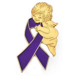 Purple Awareness Ribbon Angel Cystic Fibrosis Pin New  