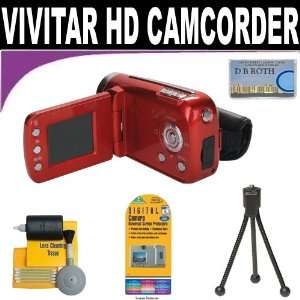   720p 4x Digital Zoom Video Recorder (Red) + Accessory Kit Electronics
