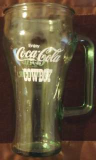   COKE Texas Cowboy WhatABurger Collectible Green Glass Mug Style  