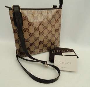 BN Auth Gucci GG Brown Leather Shoulder / Messenger Bag  Perfect Gift 