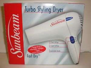 SUNBEAM TURBO STYLING DRYER 1600 FAST DRY NIB  