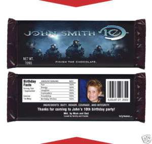HALO MASTER CHIEF Birthday Party Favors CANDY WRAPPER  