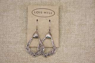   Teardrop Door knocker hammered Granulated hoop Earrings SS New  