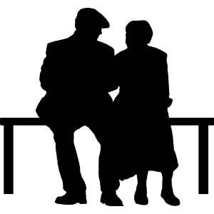  People Silhouette Wall Decals   Elderly Couple On Park 