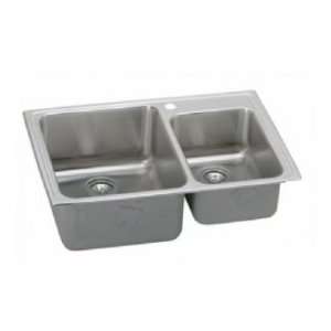  Elkay top mount double bowl kitchen sink LFGR33223 3 Holes 