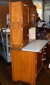 Old Hoosier Cabinet Cupboard w/ Enamel Top & Flour Bin  