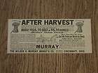 1892 WILBER H. MURRAY MANUFACTURING CO. ADVERTISEMENT ohio BUGGY 