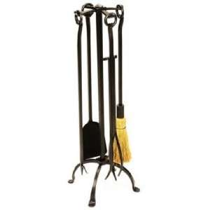   Cottage Black 4 Piece Fireplace Tool Set with Stand