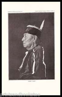 Antique Print 13 Portrait OSAGE Indian Chief Beaver Hat  