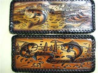 Hand made Laced Prison Wallet Tooled Leather Rebel Deer  