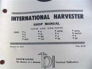 International Harvester I&T Shop Service Manual Series Super and Non 