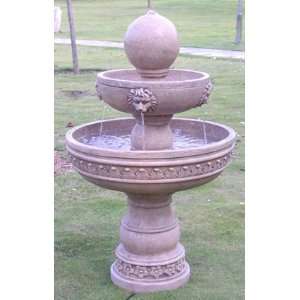 40 Sphere & Lion Head Tiered Fountain GRN428 by Fountain Emporium 