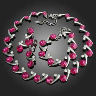   fashion bracelet earrings necklace set White GP Swarovski Crystal