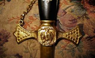SUPERIOR GOLD Old Masonic TEMPLAR MYSTIC ROOSTER SWORD Ancient 