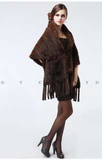 0411 knitted mink fur capes shawl stole poncho cape wrap robe wraps 