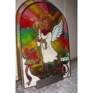  Stained Glass Angel Caroler Candle Holder 