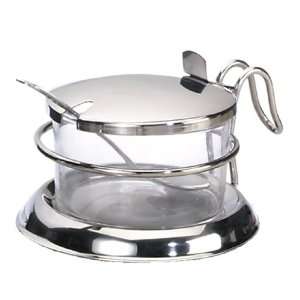 Ounce Glass Base Condiment Holder With Stainless Steel Lid And Spoon 