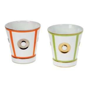  Bernardaud Eolie Goblets White Orange/Silver Goblet 