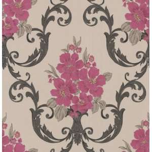 Graham & Brown 50 211 Dauphin Wallpaper, Taupe and Raspberry