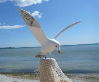   Life Size Hand Painted Seagull Coastal Beach Bird Lawn Ornament Decor