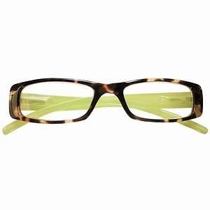   Reading Glasses Rectangle Frame Solid Color Temples +2.50, Green, 1 pr
