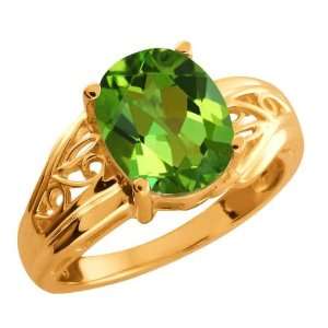   50 Ct Envy Green Oval Mystic Quartz and 14k Rose Gold Ring Jewelry