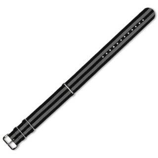   Nylon Watchband Black with Grey Stripes 20mm Watch band   by deBeer