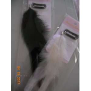   New Craze Vibrant Dyed Black & White Rooster Feather Hair Extensions