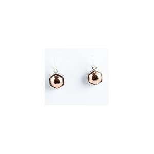    Barse Sterling Silver and Copper Hammered Hexagon Earrings Jewelry