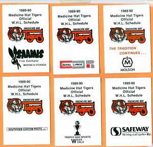 1989 90 Medicine Hat Tigers Hockey Schedule WHL Saamis  