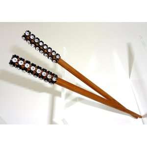  Designer Hair Chopsticks One Pair of Black Bling with 