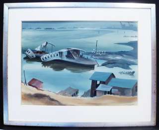 LOUIS MACOUILLARD   LARGE 1946 BAY AREA WATERCOLOR   WELL LISTED