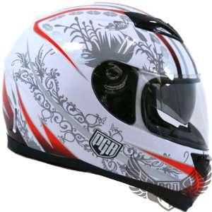 PGR Dual Visor Full Face Motorcycle Helmet DOT Approved (Small, White 