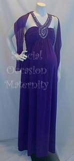   Cleo Purple Beaded Maternity Dress LARGE Maxi Bridal Formal Bridesmaid