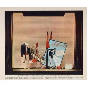  1937 Color Print  Store Window Skiing 