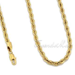 4MM MENS Rope Necklace Chain Gold Filled Fashion GN20  