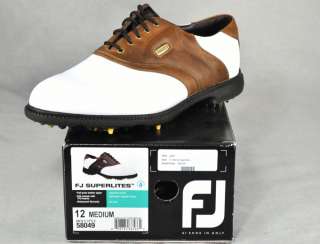   FJ Superlites Golf Saddle Shoes #58049 White/Brown NEW NIB $90 Mens 12