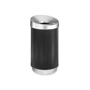    Open Top Waste Receptacle, 38 Gal., 20x36, Black/Chrome   Sold 