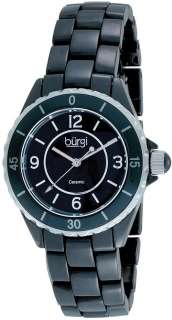 Burgi BUR057BK Ceramic Quartz Date Bracelet Womens Watch  