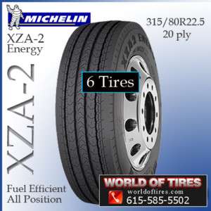 315/80R22.5 Michelin XZA 2 Energy   lot of 8 tires  